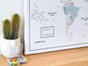 Push Pin World Map Canvas – Minimalist White, Blue & Beige