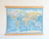 World Map Canvas with Wooden Hangers – Blue & Multicolor