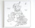 UK & Ireland Push Pin Map – Minimalist Black & White