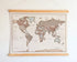 World Map Canvas with Wooden Hangers – Brown & Beige