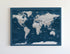 Push Pin World Map Canvas – Blue Navy & Grey