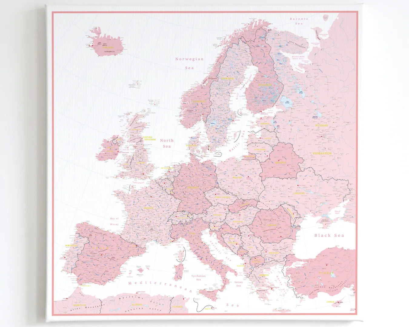 Push Pin Europe Map – Pink & White