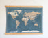 World Map Canvas with Wooden Hangers – Blue & Beige