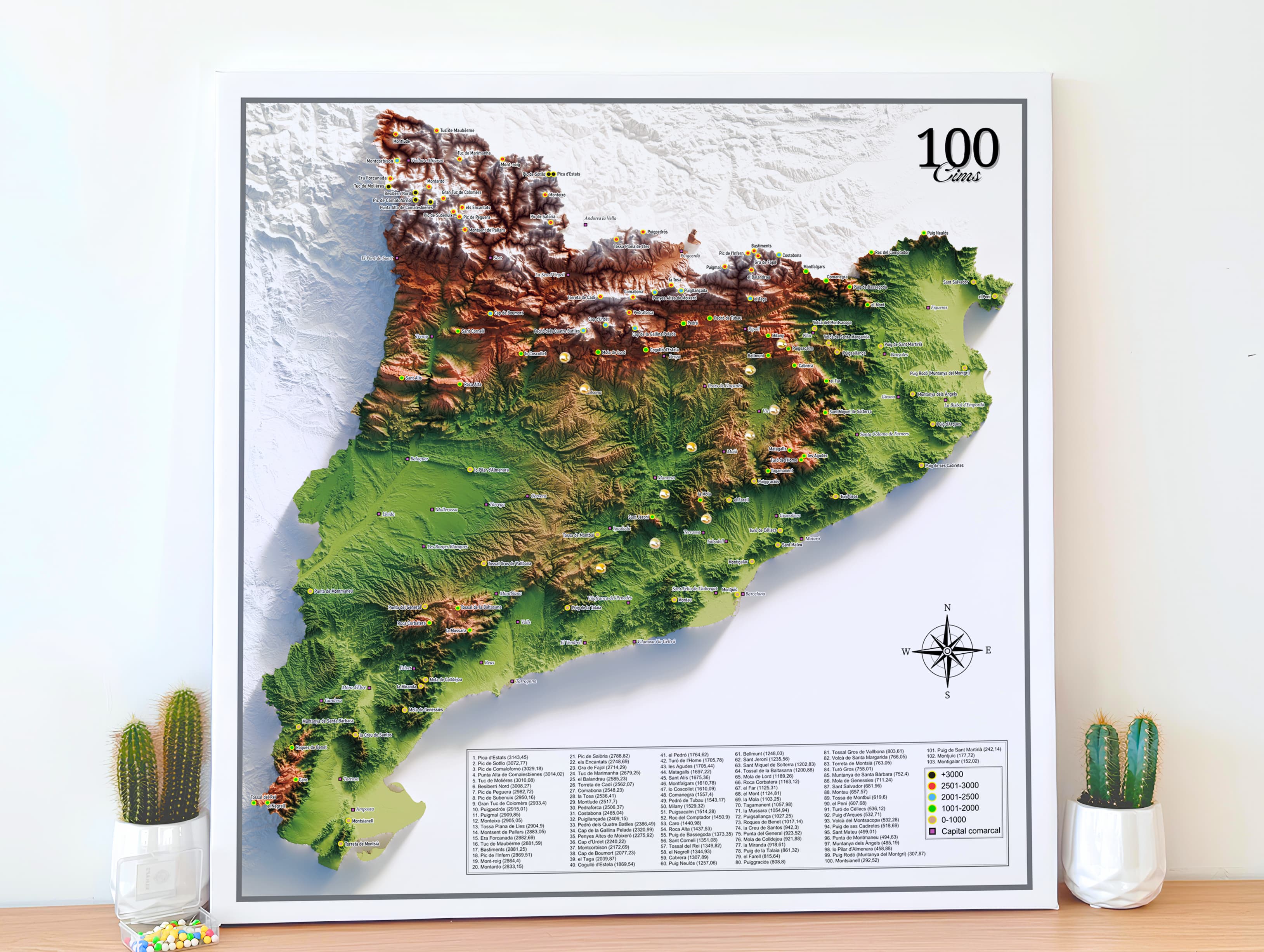 Mapa de Catalunya de tela tensada per marcar amb xinxetas