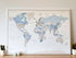Push Pin World Map Canvas – White, Blue & Gray