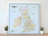 UK & Ireland Push Pin Map – Blue & Multicolor