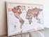 Push Pin World Map Canvas – Brown & Beige