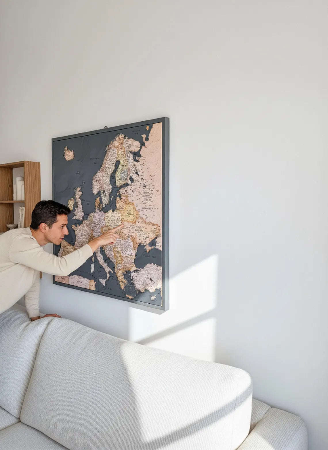 Push Pin Europe Map – Grey, Brown & Orange