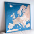 Push Pin Europe Map – Blue, Beige & White