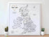 UK & Ireland Push Pin Map – Minimalist Black & White