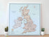 UK & Ireland Push Pin Map – Blue & Beige