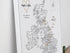UK & Ireland Push Pin Map – Minimalist Black & White