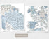 World Map Canvas with Wooden Hangers – White, Blue & Gray
