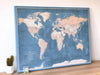 Push Pin World Map Canvas – Blue & Beige