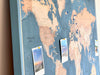 Push Pin World Map Canvas – Blue & Beige