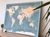 Push Pin World Map Canvas – Blue & Beige