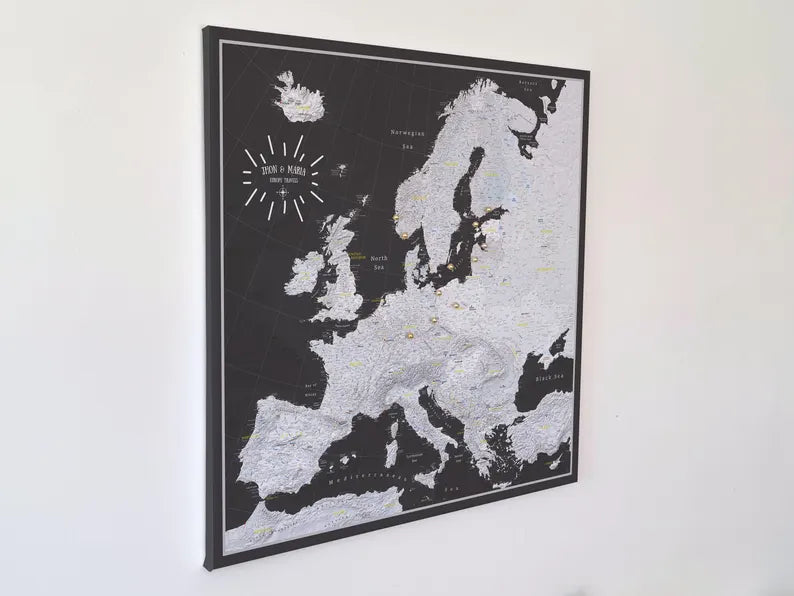 Push Pin Europe Map – Black & White