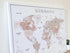 Push Pin World Map Canvas – Blue, Beige & White
