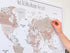 Push Pin World Map Canvas – Blue, Beige & White