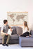 World Map Canvas with Wooden Hangers – Brown & Beige