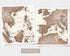 World Map Canvas with Wooden Hangers – Brown & Beige
