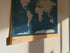 World Map Canvas with Wooden Hangers – Navy Blue & White
