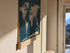 World Map Canvas with Wooden Hangers – Navy Blue & White