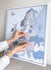 Push Pin Europe Map – Blue, Beige & White