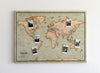 Push Pin World Map Canvas – Green & Beige