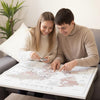 Push Pin World Map Canvas – Blue, Beige & White