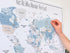 Push Pin World Map Canvas – Minimalist White, Blue & Beige