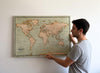 Push Pin World Map Canvas – Green & Beige