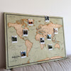 Push Pin World Map Canvas – Green & Beige